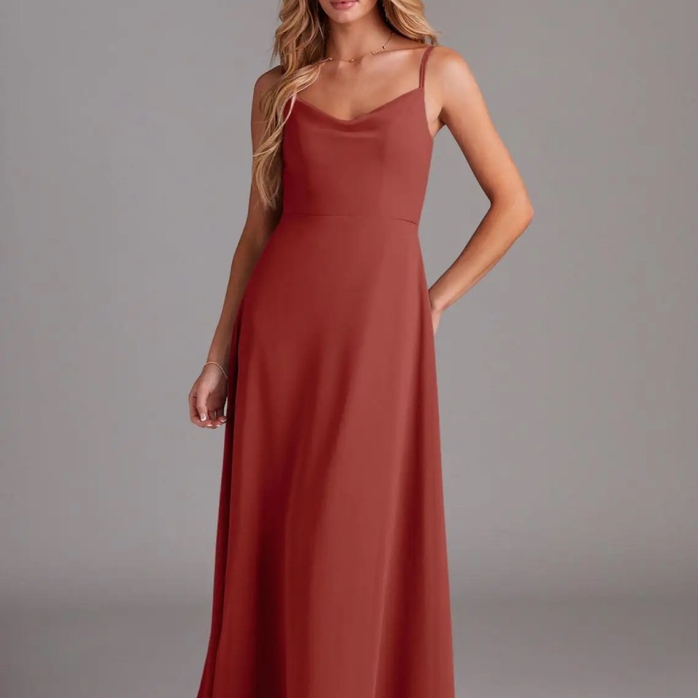 Azazie Daenerys Terracotta chiffon dress size 4!